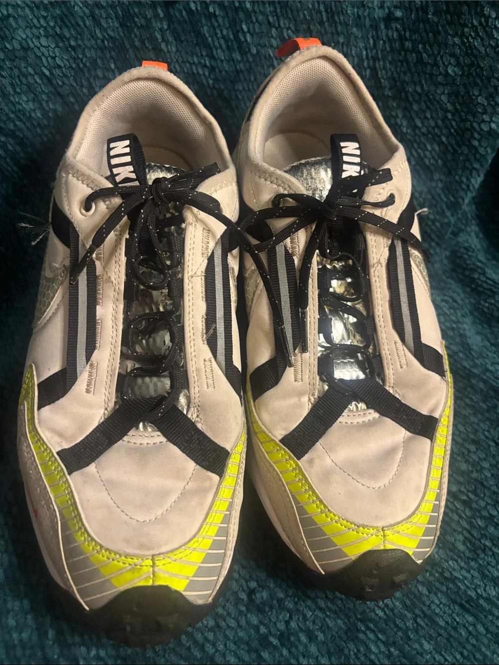 Nike Men’s Athletic Shoes in White, Black and Neon Yellow